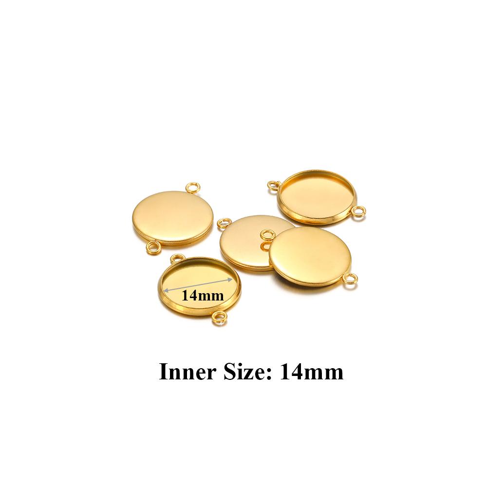 10 pièces Acier Inoxydable 6-30mm Base Cabochon Camée Couleur Dorée Plateau Rond Vide pour Collier Bracelet Fabrication de Bijoux Apprêts DIY