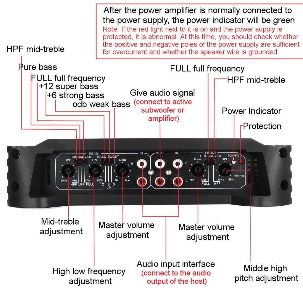12V 9900W Car Amplifier 4-channel Powerful Car Audio Subwoofer Aluminum Alloy Vehicle Power Stereo Amp A/B Car Sound Amplifiers