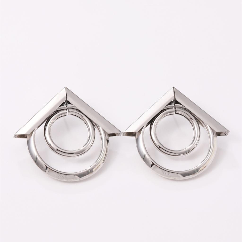 European and American exaggerated earrings, personality geometry, large circle metal trendy temperament, double-layer hollow tube earrings