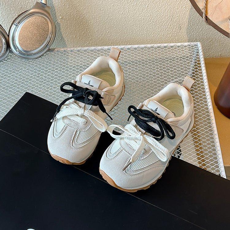 

Girls shoes dad shoes 2025 new children s running shoes breathable mesh girls running shoes lightweight Forrest Gump shoes 37 бежевый