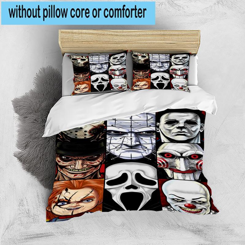 3PCS Horror Movie Icons 3pcs Bedding,Including 3PCS Duvet Cover And 2pcs Pillowcases Perfect for Christmas,Ideal for Bedroom, Dormitory