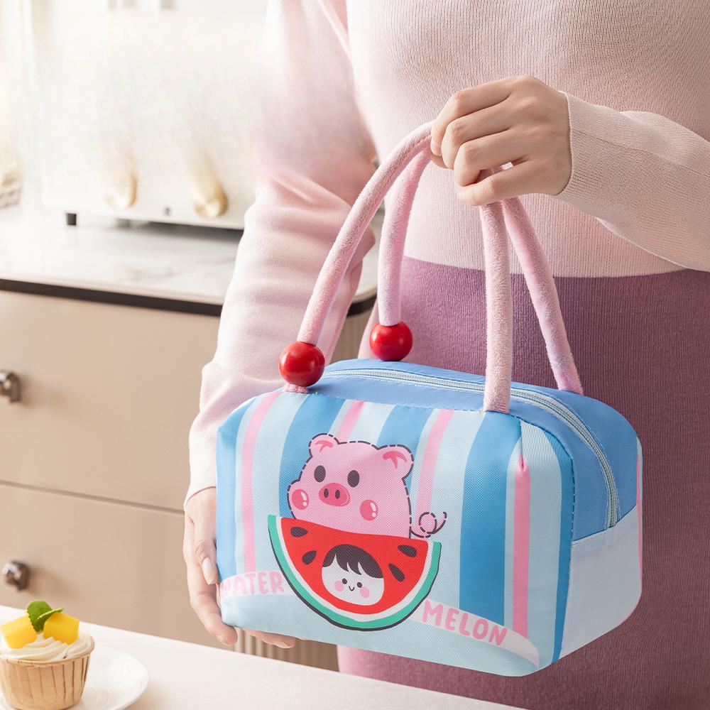 Fruit Pie Cartoon Lunch Bag Thickened Large Capacity Insulated Bag Student Work Lunch Bag Velvet Handheld Ice Bag