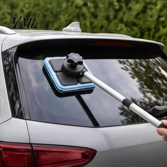 Portable Car Detailing Cleaning Kit Magnetic Windshield Kit, Double-Sided Glass Cleaner with Microfiber Cloth Pads Long Telescopic Handle, Reusable