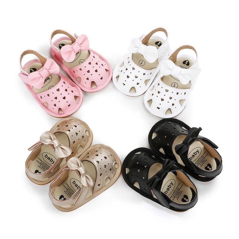 Buy Baby Girls Bow Sandals PU Lether Antiskid Walking Shoes Summer Infant Toddler Hollow Design