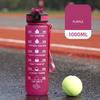 1000ml Wasserbecher Lebensmittelqualität Auslaufsicher Große Kapazität mit Zeitmarkierung Trageband-Design Staubdicht Motivierende Sport-Wasserflasche mit Strohhalm Büro