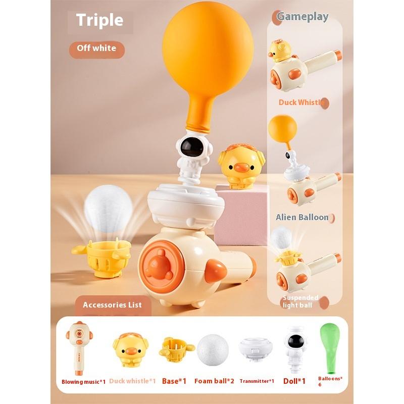 Children's Three In One Breathing Practice Toy Whistling Floating Blowpipe Ball Blowing Balloon Launcher Education Practice Toy
