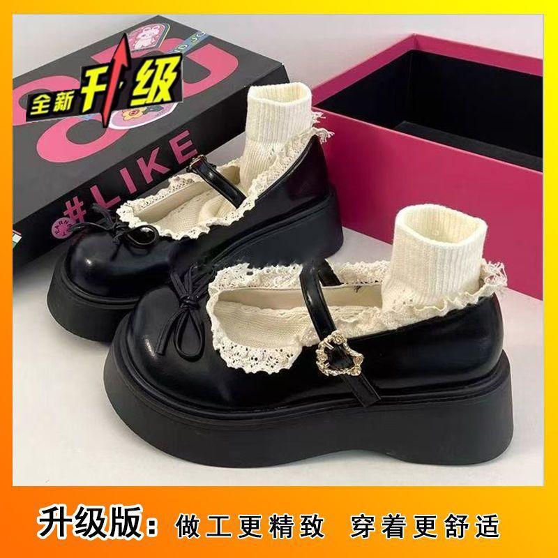 

Versatile skirt platform small leather shoes women s shoes new brown round head shallow mouth Mary Jane single shoes women 35 чорний