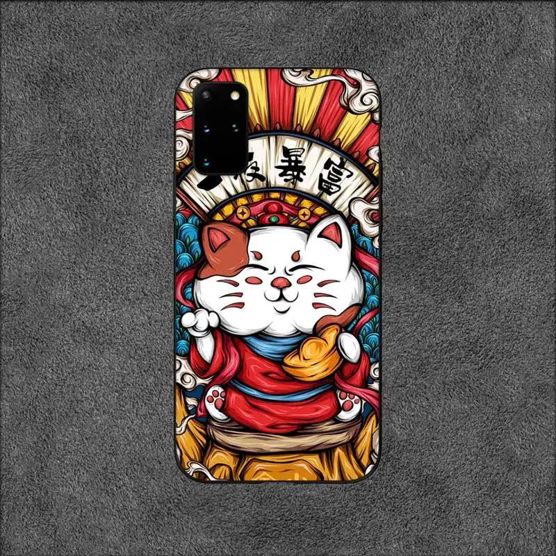 Elements of Chinese Style Lucky Money Cat Phone Case For Samsung Galaxy S10 S20 S21 Note10 20Plus Ultra Shell