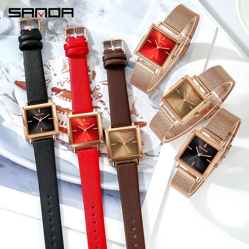 Sanda Women's Retro Fashion Square Watch - Waterproof, Quartz, Simple & Stylish