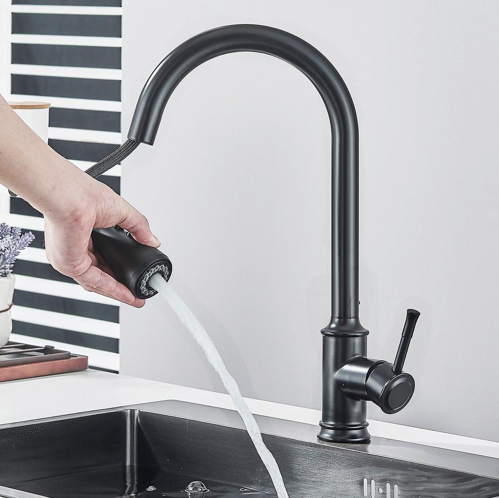 360° Kitchen Faucet Extendable Sink Sink Faucet Shower Single Hand Mixer Black