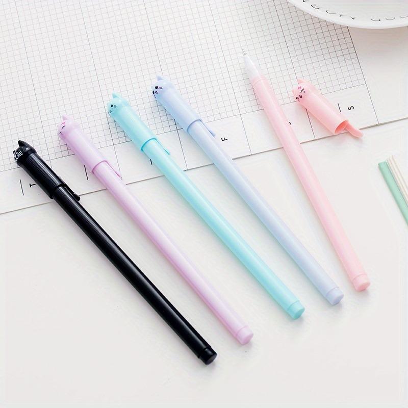 10Pcs Random Cute Cat Gel Pen Kawaii Neutral Pen 0.5mm Black Gel Ink Pens Office Supplies Gift