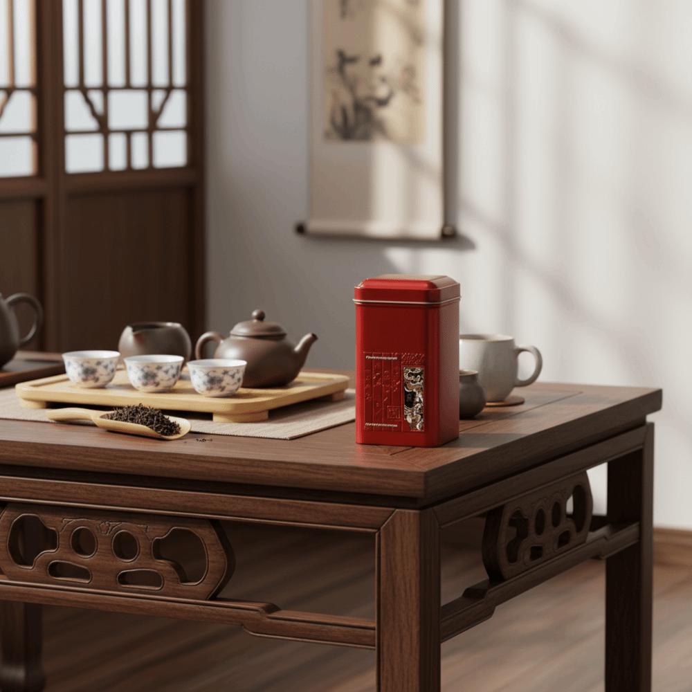 Square Tea Sealed Jar Retro Tinplate Container Teaware Empty Cans  Food Storage