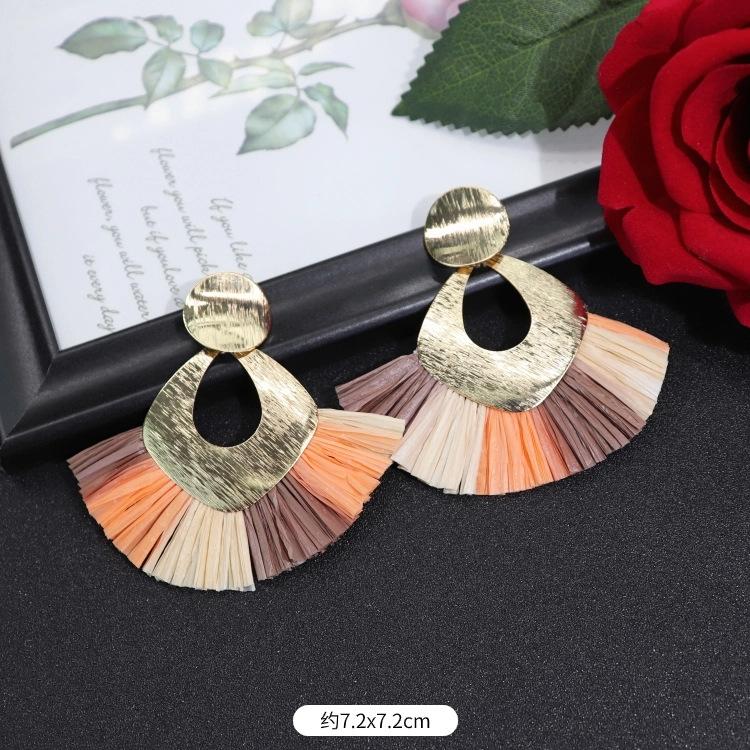 Vintage Urlaubs Rattan Bast Ohrstecker Weiblichkeit Strand Ohrringe personalisierte Ohrringe handgemachte Ohrringe