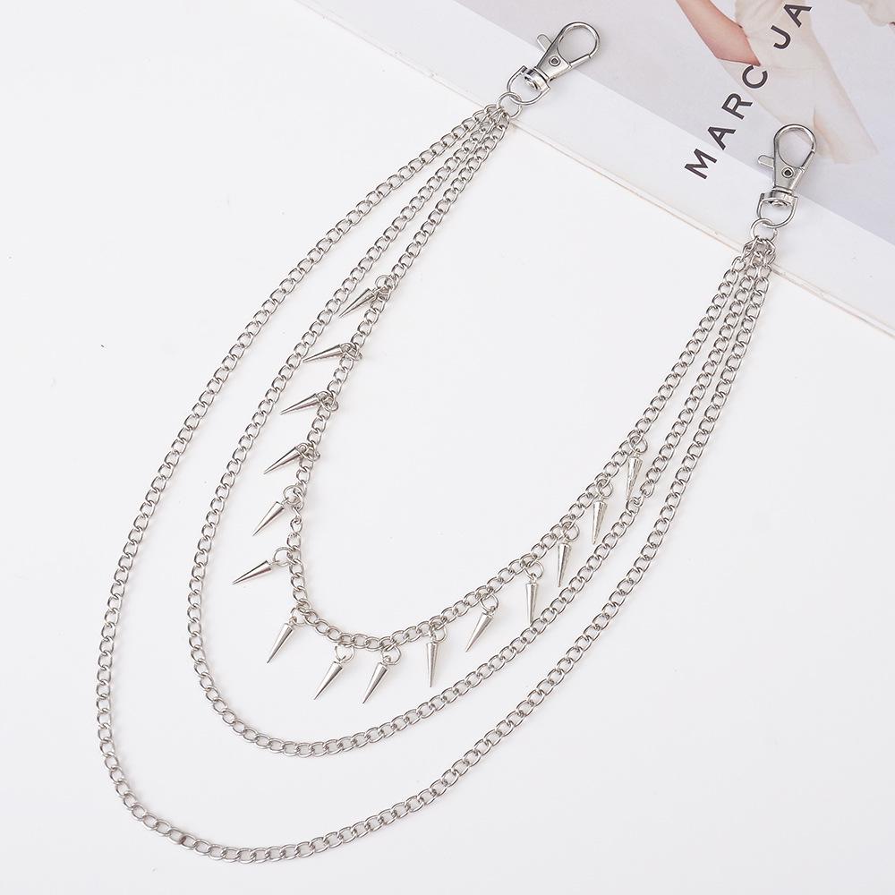 Punk-Stil Geometrische Mehrschichtige Taillenkette mit Nieten - Hip Hop Denim Accessoire für Männer und Frauen