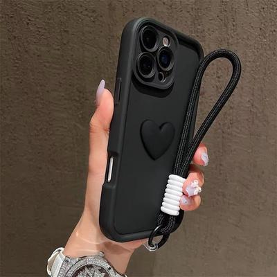 Honor 400 Lite With Lanyard 3D Love Heart Matte Case For Honor 20 50 70 90 200 300 200 Smart 5G 100 80 60 20i 50SE V30 V40 Pro