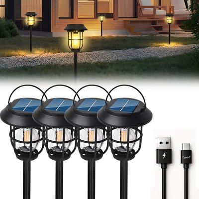 GIFTON Motion Sensor Solar Light, USB-C Charging Compatible [Automatic Night Lights], 3-Way Installation (Wall-Mounted, Hanging, Ground Mounted),