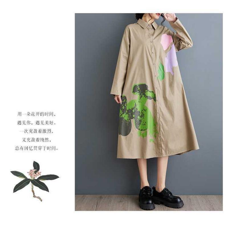 Plus Size Printed Splicing Casual Simple Sweetheart Long Sleeve Dresses