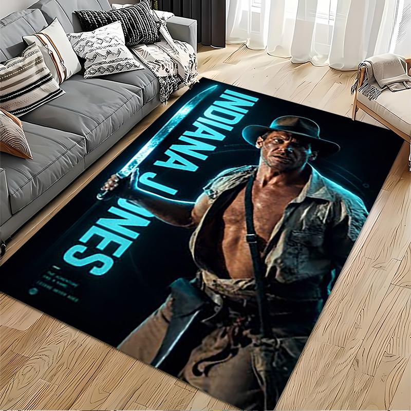 Pop Culture Area Rug, Indiana Jones Raiders Lost Ark Neon Sword Movie Poster, Living Room Decor, Non-Slip Mat