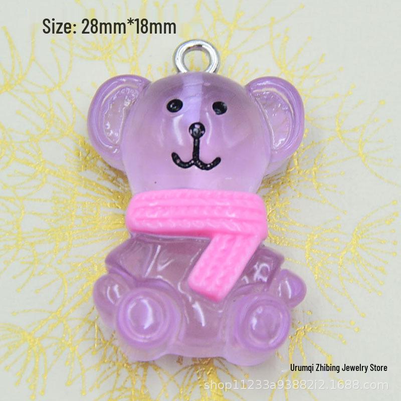 Colorful Luminous Cartoon Bear Keychain Pendant