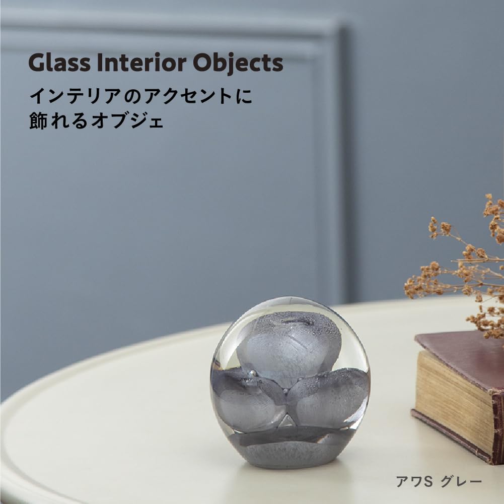 FUJIEI Sklo Interiérový objekt Bublina Šedé sklo Figurka Ornament Ornament Těžítko Bublina Bubliny Puntík GO-010