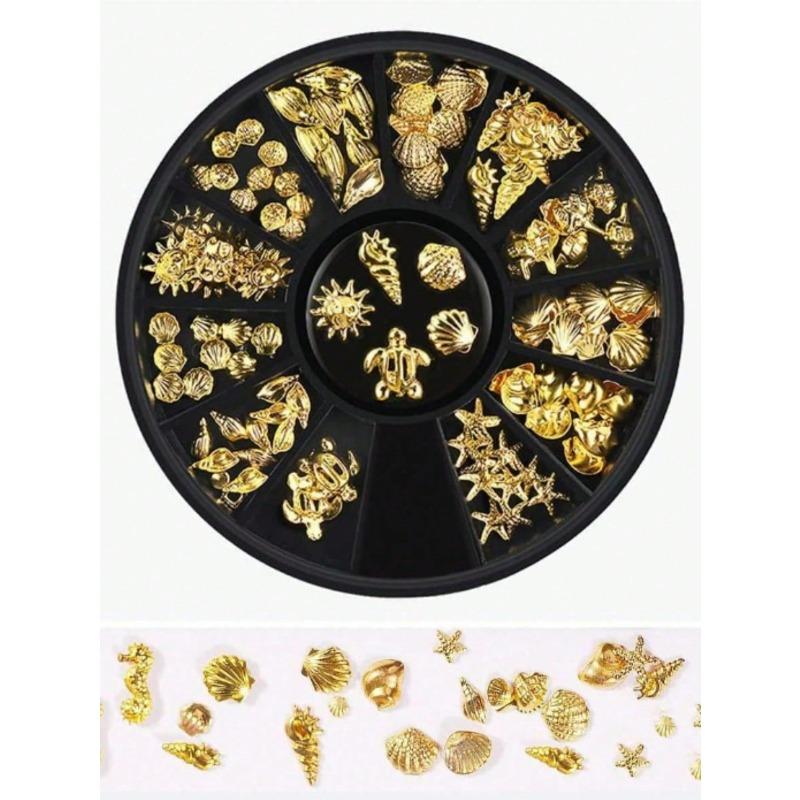 Ozean-Thema Metallnieten Strasssteine Nagel Schmuck Füllungen Anhänger Stern Muschel 3D Nagelkunst Dekoration DIY Zubehör Nagelkunst Zubehör