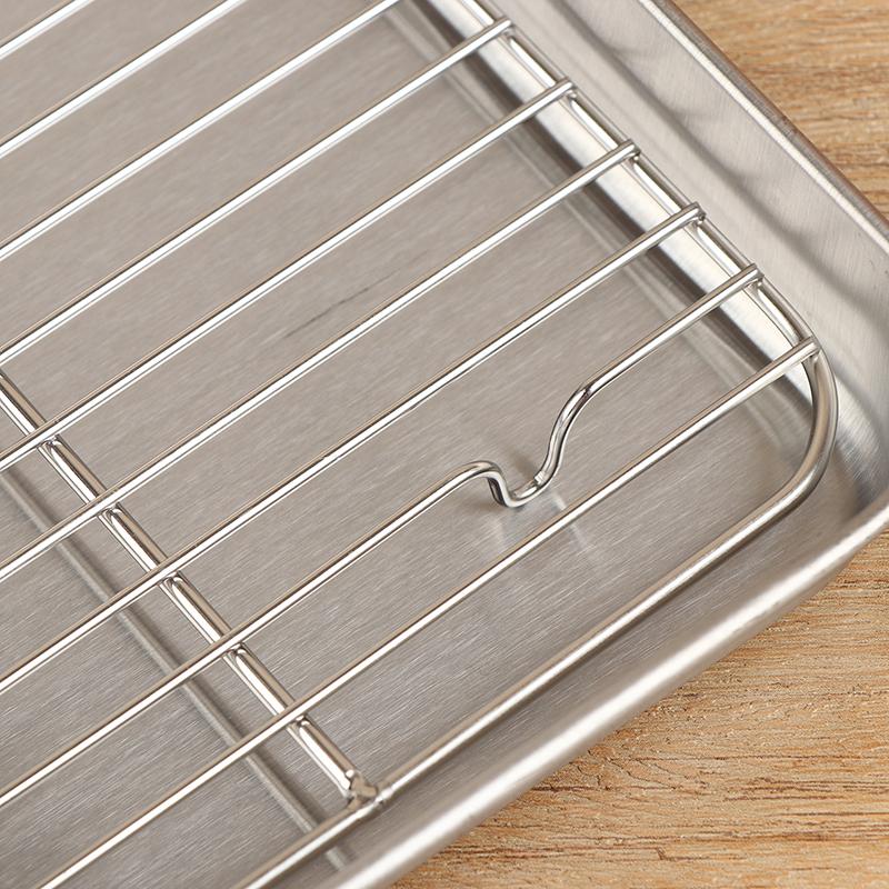 Stainless Steel Baking Pan Tray With Wire Rack Cake Baking Bbq Pan Tray Removable Cooling Rack Oven Cooking Grilling Tool