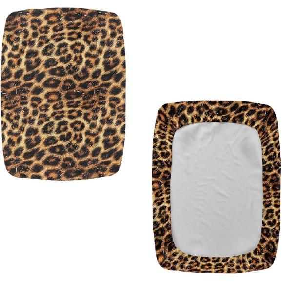 Leopard Chairs Covers Dustproof Vanity Stool Cover Rectangle Bar Stool Covers Non-Slip Elastic Footrest Stool Covers with Elastic Bands Bench Seat