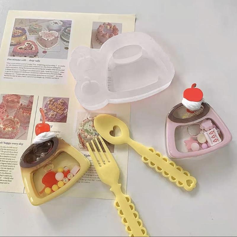 DIY Pudding Ornament Quicksand Silicone Epoxy Mold DIY Keychain Pendant Jewelry Crafting Mould for Valentines Gift