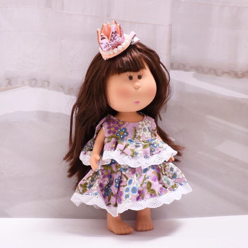 Spain Mia Potato Doll Clothes - 24cm Mia Dress-up Set: Purple Flower Dress & Crown