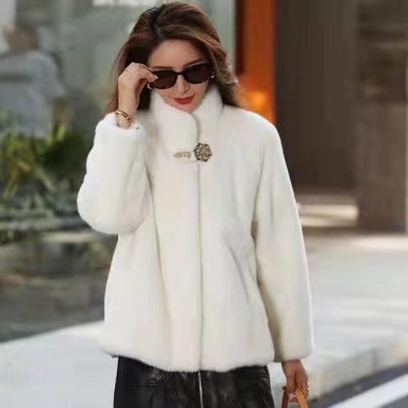 New imitation mink velvet fur coat women's short coat fashion temperament stand-up collar autumn and winter mother