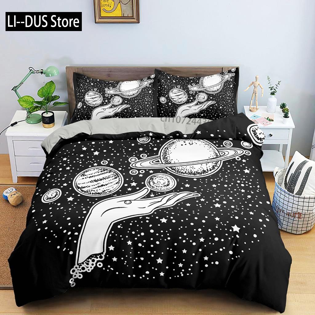Comforter Divination Pattern Single Queen King Size Microfiber Sun And Moon Pattern Mandala Theme Bedding Set