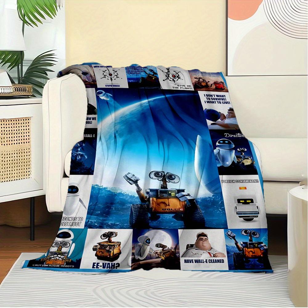 1pc Flannel Wall-E & EVE Movie Characters Funny Dialogue Pure Small Blanket Comfortable Bedding Home Decor Gift Adults All Applicable