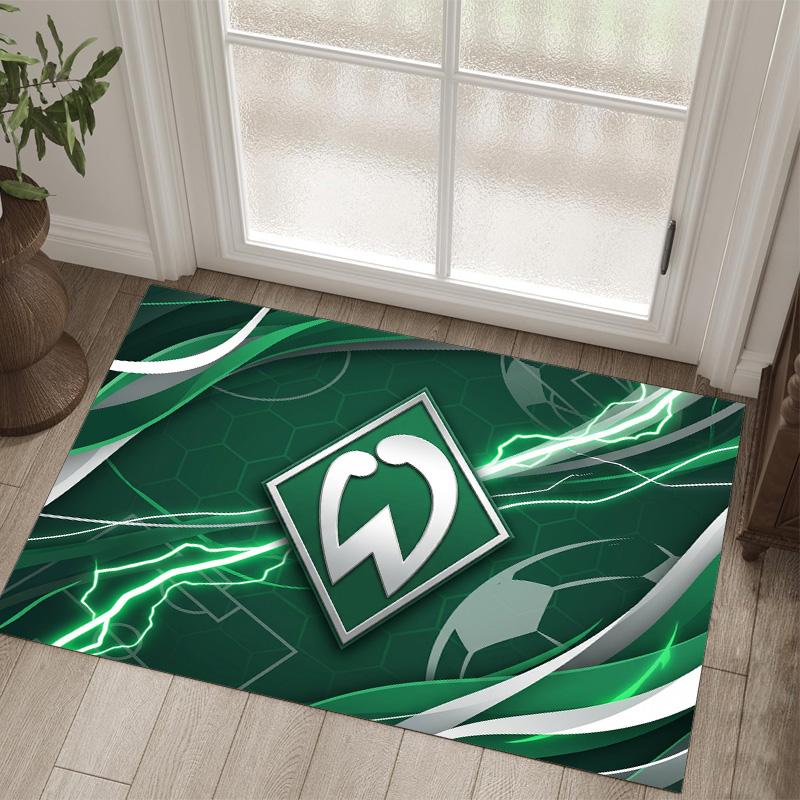 Werder Bremen Fußball Design Kristall Samt Teppich Gemütlich Nicht?Rutschfester Teppich mit Aufdruck für Schlafzimmer Wohnzimmer Eingang