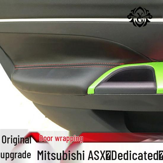 

Кожаная накладка на дверную панель Mitsubishi ASX, чехол на подлокотник - Модификация и украшение интерьера. Black leather, black stitching