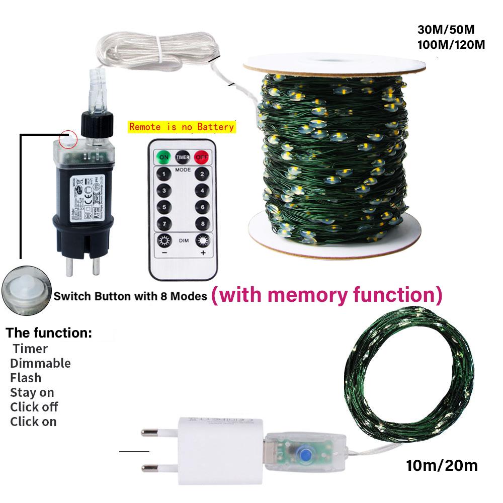 100M LED Lichterkette Fee Grün Draht Außen Weihnachtsbeleuchtung Baumgirlande Für Neujahr Straße Zuhause Party Hochzeitsdekoration KTY