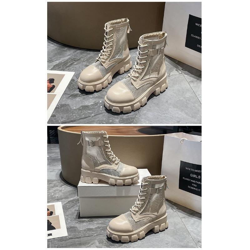 Women's Platform Martin Boots Summer New Style Large Size Mesh Hollow Out Ankle Boots