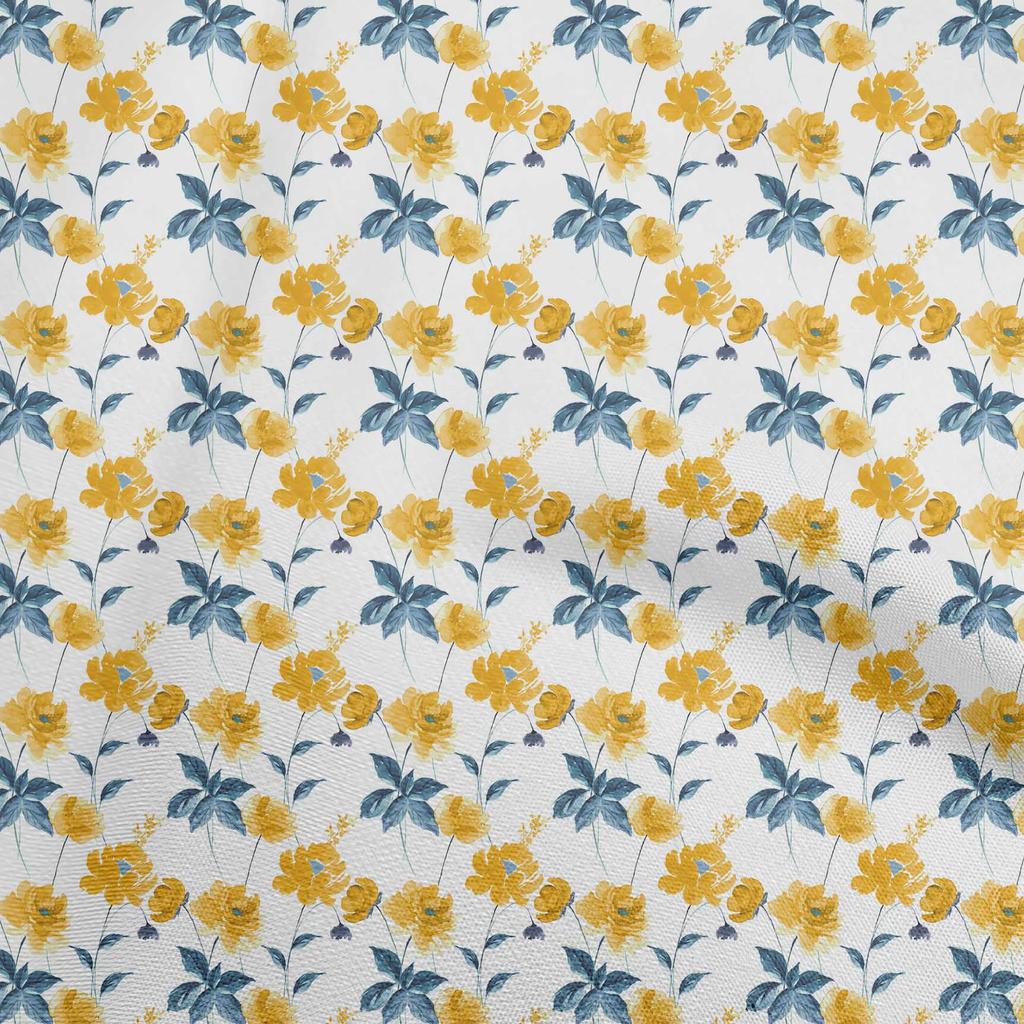oneOone Cotton Flex Medium Blue Fabric Floral Sewing Fabric By The Yard Printed Diy Clothing Sewing Supplies 40 Inch