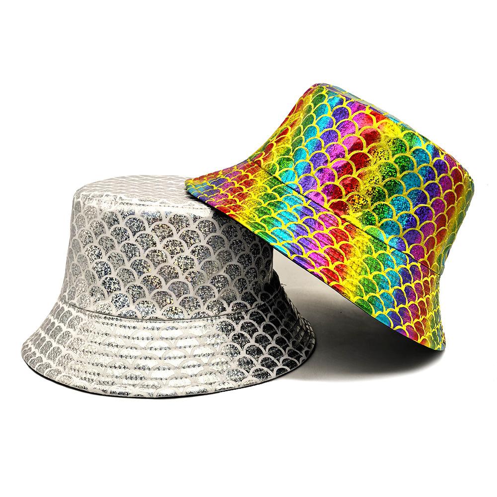 Bling Colorful Reflection Hiphop Bucket Hats Women Men Decorate Fisherman Hat Unisex Sun Gorras Travel Panama Summer Sunscreen