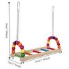 Multi Functional Bite Resistant Parrot Swing Colorful Hanging Beads Bird Wooden Bird Cage Standing Interaction