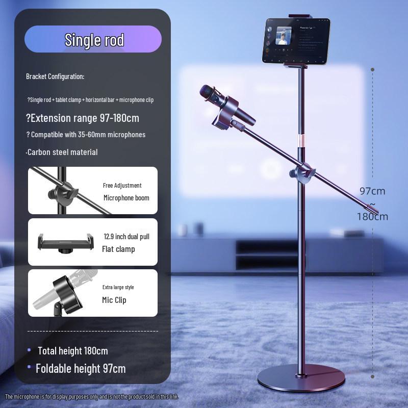 Professional Floor-standing Phone & Tablet Stand with Microphone Holder for Live Broadcasts and Streaming