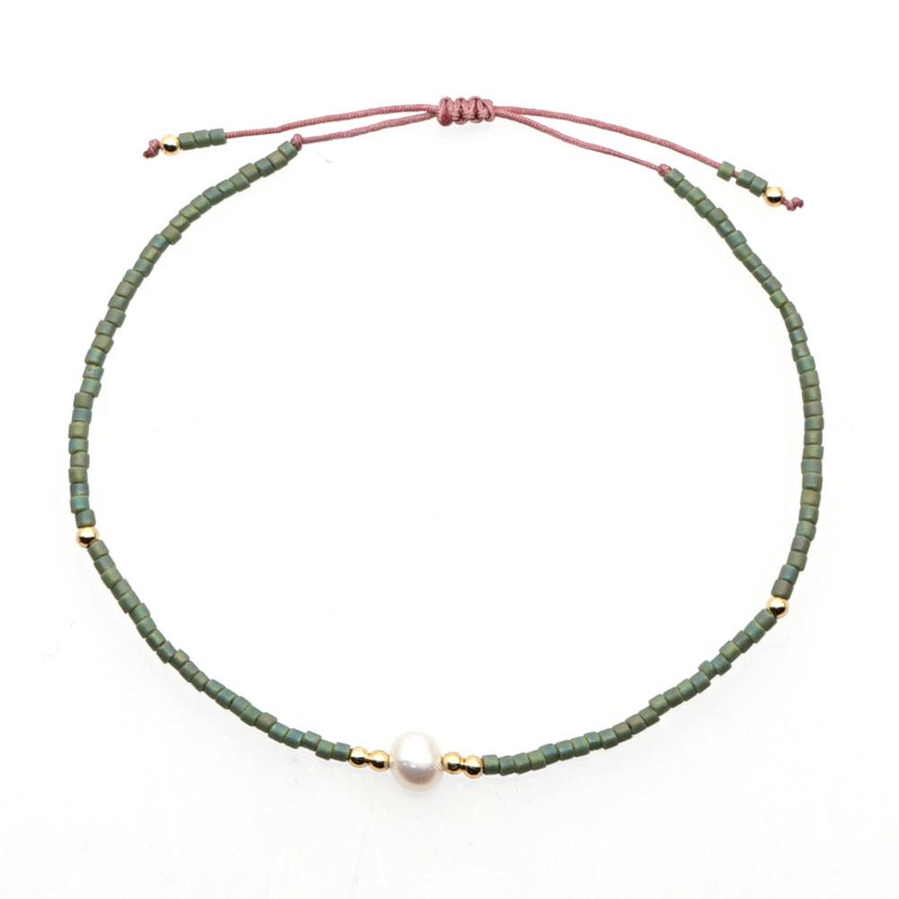 Trendy Deep Blue & Gold Rice Bead Pearl Hand Bracelet: Niche Design Women's Fashion Accessory