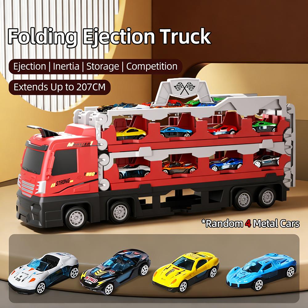 High-Speed Transformable Cargo Truck Launcher – 207cm Competitive Racing Track for Kids