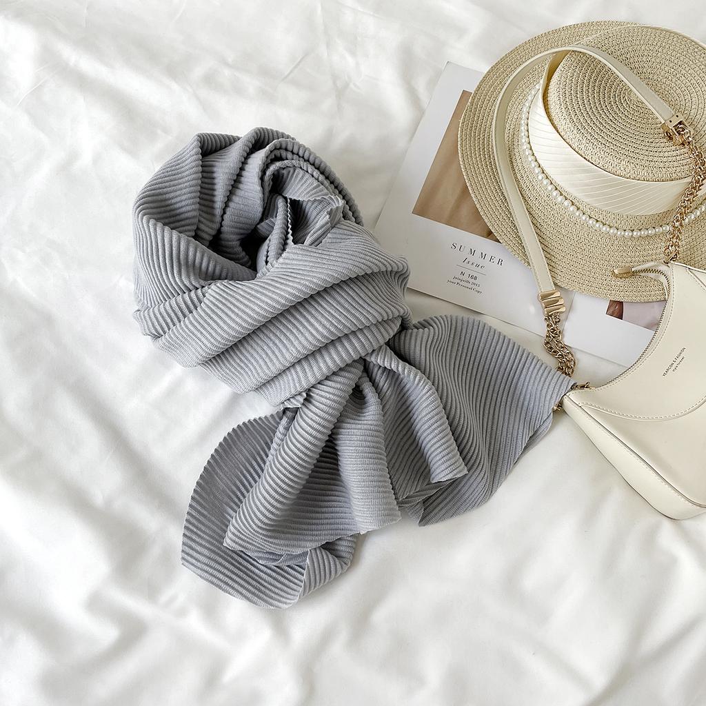 Wholesale Solid Color Scarf Winter Versatile Cashmere Scarf Fashion Pleated Warm Long Scarf Shawl Scarf Wholesale