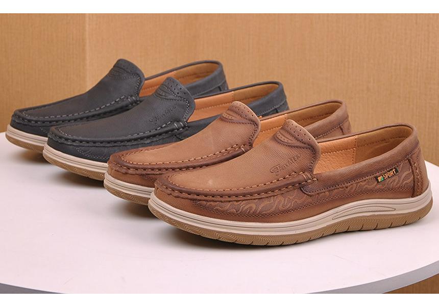 Embossed Genuine Leather Slip-On Driving Shoes: Comfortable & Lightweight