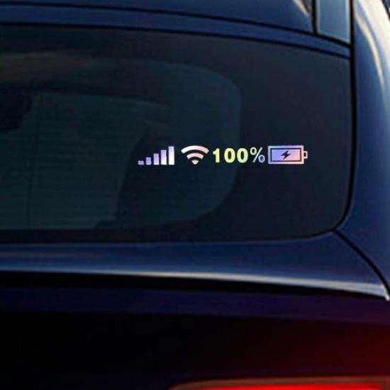 Funny Wifi Battery Signal  Car Stickers Reflective Decal Strip Accessories