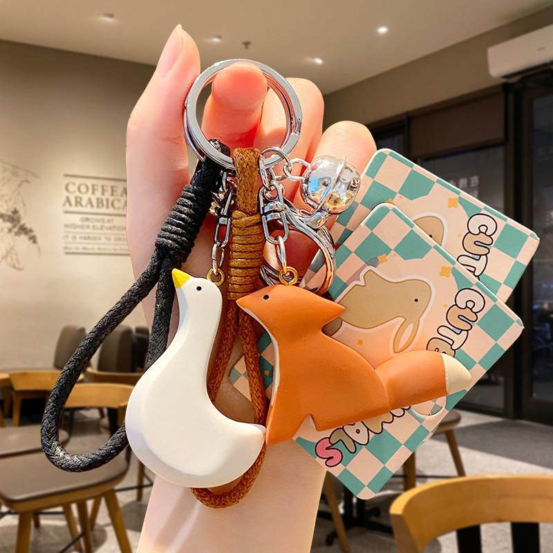Goose Rabbit Fox Toy Dolls Key Chain Bag Decoration Pendant Desktop Ornament