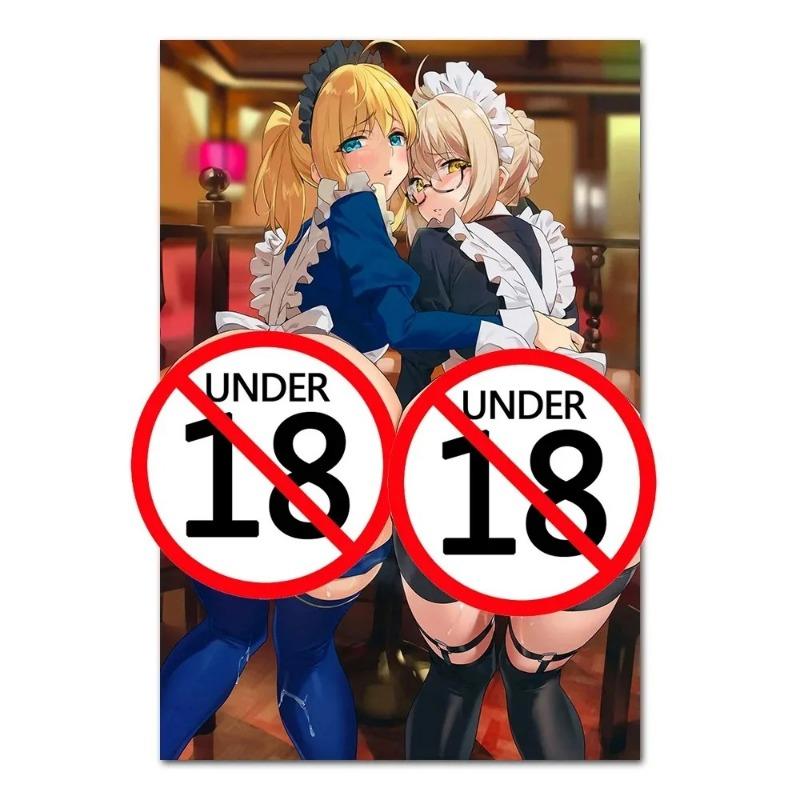 Anime krásná dívka sexy služka tisk plakát manga plátno malba nástěnné obrázky obývací pokoj ložnice domácí dekorace