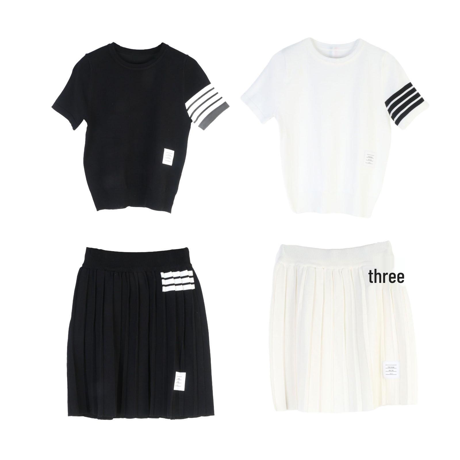 

Women s College Style Knit Set: Spring/Summer Top & Half Skirt Small