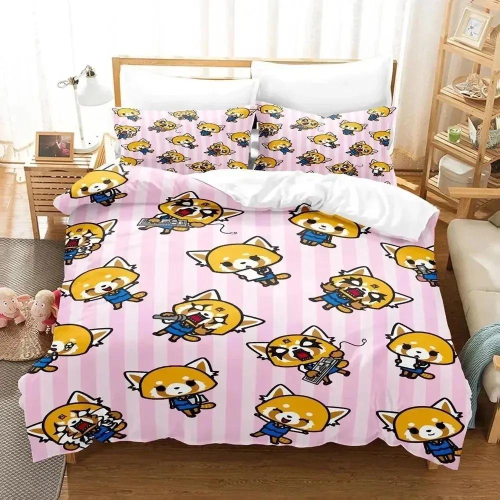 Anime Aggretsukos Bedding Set Printed Bed Set With Pillowcase Bed Duvet Cover Soft Queen King Size Bedclothes Home Customizable