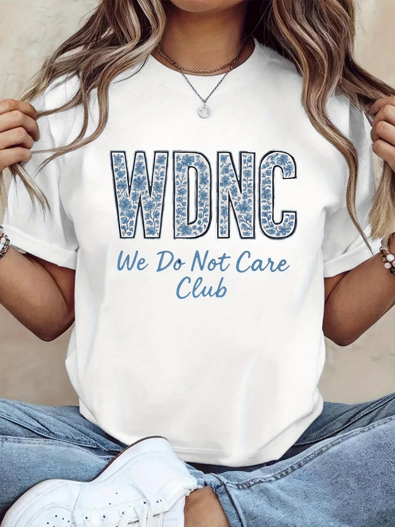 

WDNCClub Women S We Don t Care Club Pattern T-Shirt-Butterfly Print Loose Short Sleeve Round Neck Casual Top SpringSummer Autumn Everyday Wear 4XL